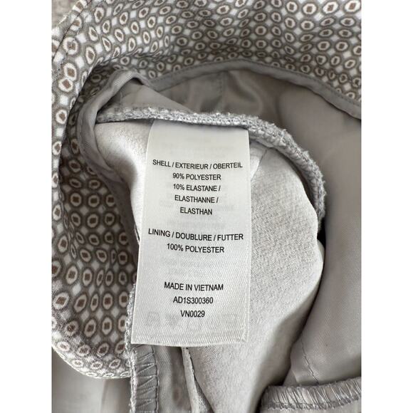 Adrianna Papell Size 4 Geometric Straight Leg Flat Front Pants Gray Button Zip - Picture 10 of 12